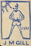 Artist: Gill, Justin. | Title: Self-portrait | Date: 1933 | Technique: linocut, printed in black ink, from one block, blue tint