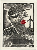 Title: b'On a drive' | Date: 1988 | Technique: b'woodcut, printed in colour' | Copyright: b'\xc2\xa9 Theo Koning'