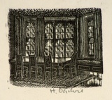 Artist: b'OGILVIE, Helen' | Title: b(Vice Chancellor's office) | Date: (1953) | Technique: b'wood-engraving, printed in black ink, from one block'