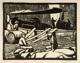 Artist: b'Hawkins, Weaver.' | Title: b'Loading wine' | Date: c.1926 | Technique: b'woodcut, printed in black ink, from one block' | Copyright: b'The Estate of H.F Weaver Hawkins'