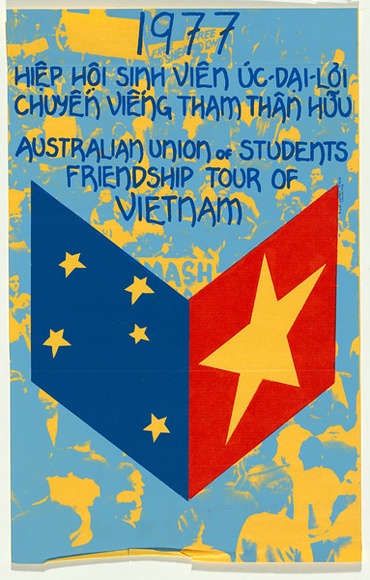 Artist: b'MACKINOLTY, Chips' | Title: b'1977 Australian Union of Students friendship tour of Vietnam' | Date: 1977 | Technique: b'screenprint, printed in colour, from multiple stencils'