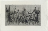 Artist: b'Buckley, Sue.' | Title: bArackne's spinning. | Date: 1965 | Technique: b'etching, printed in black ink with plate-tone, from one plate' | Copyright: b'This work appears on screen courtesy of Sue Buckley and her sister Jean Hanrahan'