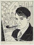 Artist: b'Haefliger, Paul.' | Title: b'not titled (self-portrait)' | Date: 1932, March | Technique: b'woodcut, printed in black ink, from one block'