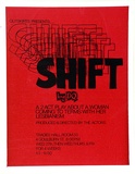 Artist: Sharp, Chris. | Title: Shift by DQ. a 2 act play about a woman comming to terms with her lesbianism. | Date: 1979 | Technique: screenprint, printed in colour, from two stencils