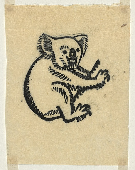 Artist: b'Black, Dorrit.' | Title: b[Koala bear. Design for the artist's book plate.]. | Date: c.1935 | Technique: b'linocut, printed in black ink, from one block'