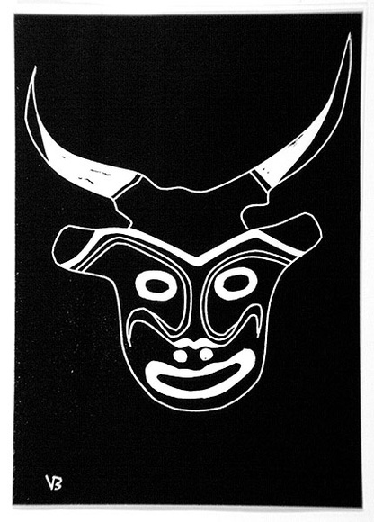 Artist: b'Bisquolm, Victor.' | Title: b'not titled: Cover for exhibition catalogue.' | Date: 1993 | Technique: b'linocut, printed in black ink, from one block,'