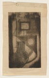 Title: b'not titled [Holding a vase]' | Date: c.1950 | Technique: b'etching, printed in brown ink, from one plate'