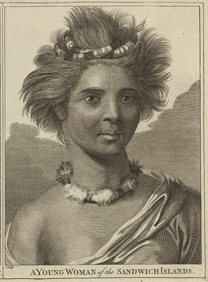 Title: b'A young woman of the Sandwich Islands' | Date: c.1784 | Technique: b'engraving, printed in black ink, from one plate'