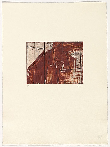 Artist: b'Friend, Ian.' | Title: b'Terragni IV' | Date: 1995 | Technique: b'soft-ground etching, printed in colour, from two plates' | Copyright: b'\xc2\xa9 Ian Friend'