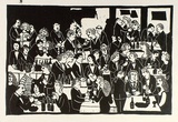 Artist: Allen, Joyce. | Title: (Diners). | Date: (1991) | Technique: linocut, printed in black ink, from one block