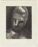 Artist: MADDOCK, Bea | Title: Head study II | Date: May 1961 | Technique: etching and sugar-aquatint, printed in black ink, from one copper plate