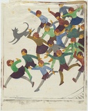 Artist: Spowers, Ethel. | Title: School is out. | Date: 1936 | Technique: linocut, printed in colour, from five blocks