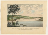 Artist: LYCETT, Joseph | Title: Kissing Point, New South Wales, the property of the late Mr James Squires. | Date: 1 July 1824 | Technique: lithograph, printed in black ink, from one stone; hand-coloured