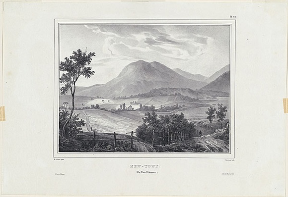 Title: b'New-Town (Ile Van Diemen.) (New Town)' | Date: 1833 | Technique: b'lithograph, printed in black ink, from one stone'