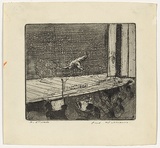 Artist: b'WILLIAMS, Fred' | Title: b'Somersault' | Date: 1955-56 | Technique: b'etching, aquatint and engraving, printed in black ink, from one zinc plate' | Copyright: b'\xc2\xa9 Fred Williams Estate'