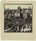 Artist: b'PRESTON, Margaret' | Title: b'Circular Quay' | Date: 1925 | Technique: b'woodcut, printed in black ink, from one block' | Copyright: b'\xc2\xa9 Margaret Preston. Licensed by VISCOPY, Australia'
