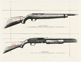 Artist: Kelly, William. | Title: Hunting weapons. | Date: 1988-93 | Technique: screenprint, printed in black and red ink, from two stencils