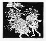 Artist: b'BOYD, Arthur' | Title: b'Old men enter carrying fagots to smoke out the women.' | Date: 1970 | Technique: b'etching and aquatint, printed in black ink, from one plate'