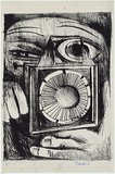 Artist: b'Blackman, Charles.' | Title: b'Newspaper man.' | Date: 1953 | Technique: b'lithograph, printed in black ink, from one plate'