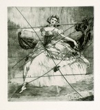 Artist: FEINT, Adrian | Title: (Woman in full dress) [Plate two]. | Date: c.1922 | Technique: etching, printed in black ink, from one plate | Copyright: Courtesy the Estate of Adrian Feint