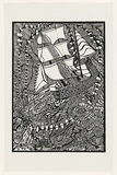 Artist: b'Dickson, Jim.' | Title: b'not titled [black and white surreal composition, ship in upper half].' | Date: 1970-1990 | Technique: b'screenprint, printed in black ink, from one stencil'