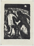 Artist: b'MADDOCK, Bea' | Title: b'Night escape' | Date: 1963 | Technique: b'lithograph worked in litho crayon and touche, printed in black ink by hand-burnishing, from one stone'