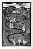 Artist: Allen, Joyce. | Title: Path through the grass. | Date: 1989 | Technique: linocut, printed in black ink, from one block