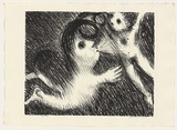 Artist: b'BOYD, Arthur' | Title: b'St Francis blowing Brother Masseo into the air.' | Date: (1965) | Technique: b'lithograph, printed in black ink, from one plate' | Copyright: b'This work appears on screen courtesy of Bundanon Trust'