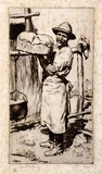 Artist: LINDSAY, Lionel | Title: Shearers' cook [3] | Date: 1932 | Technique: drypoint, printed in black ink, from one copper plate | Copyright: Courtesy of the National Library of Australia