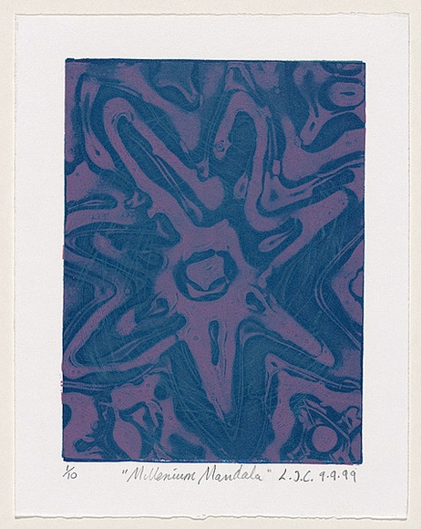 Artist: b'Clutterbuck, Lucinda.' | Title: b'Millennium mandala' | Date: 1999, September | Technique: b'linocut and collograph, printed in colour, from two plates'