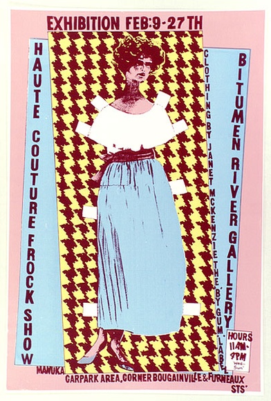 Artist: Church, Julia. | Title: Haute Couture Frock Show. Bitumen River Gallery. | Date: 1983 | Technique: screenprint, printed in colour, from multiple stencils