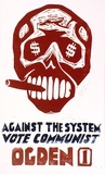 Artist: Counihan, Noel. | Title: Election poster: (red skull). | Date: 1972 | Technique: linocut, printed in red ink, from one block