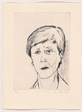 Artist: b'AMOR, Rick' | Title: b'Helen Garner.' | Date: 1992 | Technique: b'etching, printed in black ink, from one plate'