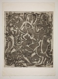 Artist: b'Haxton, Elaine' | Title: b'(Group of nude women and children)' | Date: 1968 | Technique: b'open-bite etching and aquatint'