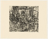 Artist: Senbergs, Jan. | Title: Downtown | Date: 1992 | Technique: aquatint, printed in black, from one plate | Copyright: © Jan Senbergs