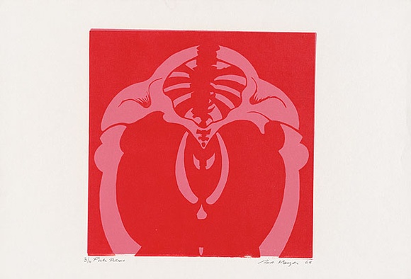 Artist: b'MEYER, Bill' | Title: b'Pink pelvis.' | Date: 1968 | Technique: b'linocut, printed in two colours, from reduction block process' | Copyright: b'\xc2\xa9 Bill Meyer'