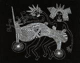 Artist: b'Kauage, Mathias.' | Title: b'Motor cyclists' | Date: 1975 | Technique: b'screenprint, printed in black and white, from two screens' | Copyright: b'\xc2\xa9 approved by Elisabeth Kauage'