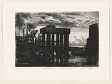 Artist: AMOR, Rick | Title: Structure with Japan trails. | Date: 1995 | Technique: etching, printed in black ink, from one plate