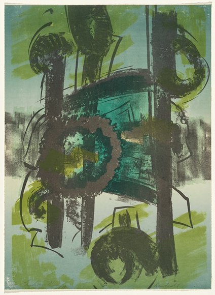 Artist: b'KING, Grahame' | Title: b'Rain forest I' | Date: 1979 | Technique: b'lithograph, printed in colour, from four stones [or plates]'