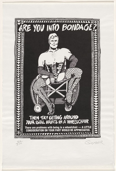 Artist: b'Cardew, Gaynor.' | Title: b'Are you into BONDage?.' | Date: 1989 | Technique: b'offset-lithograph, printed in colour, from multiple stones [or plates]'