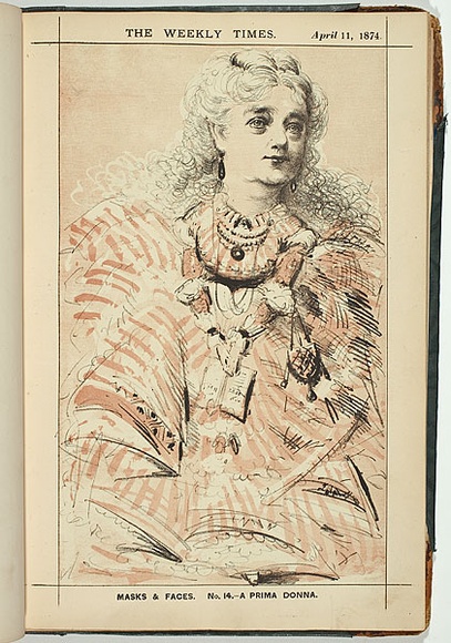 Title: b'A prima donna [Signora Maria Palmieri].' | Date: 11 April 1874 | Technique: b'lithograph, printed in colour, from multiple stones'