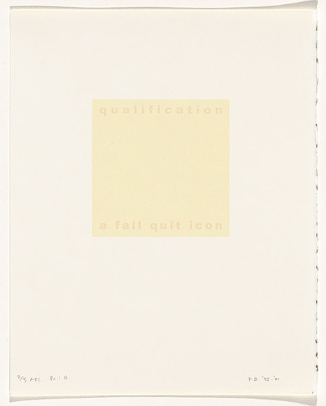 Artist: b'Burgess, Peter.' | Title: b'qualification: a fail quit icon.' | Date: 2001 | Technique: b'computer generated inkjet prints, printed in colour, from digital files'