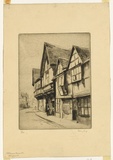 Artist: LONG, Sydney | Title: Old houses, Worcester | Date: c.1919 | Technique: drypoint, printed in warm black ink, from one copper plate | Copyright: Reproduced with the kind permission of the Ophthalmic Research Institute of Australia