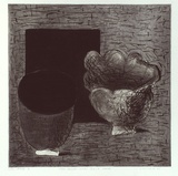 Artist: b'Lincoln, Kevin.' | Title: b'Two bowls with black card' | Date: 1985 | Technique: b'etching, printed in black ink, with plate-tone, from one plate'