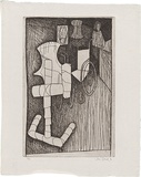 Artist: Brack, John. | Title: The walking frame. | Date: 1966 | Technique: etching, printed in black ink with plate-tone, from one plate | Copyright: © Helen Brack