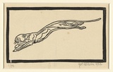 Artist: b'Sellheim, Gert.' | Title: b'Untitled (leaping jaguar)' | Date: 1932 | Technique: b'linocut, printed in black ink, from one block'
