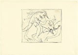 Artist: b'BOYD, Arthur' | Title: b'Nude holding back legs of a ram.' | Date: (1962-63) | Technique: b'drypoint, printed in black ink, from one plate' | Copyright: b'Reproduced with permission of Bundanon Trust'