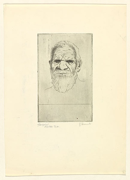 Artist: b'EWINS, Rod' | Title: b'Aboriginal, Wailbri Tribe.' | Date: 1965 | Technique: b'line-engraving, printed in black ink, from one copper plate'