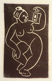 Artist: b'Stephen, Clive.' | Title: b'(Nude with lantern)' | Date: c.1948 | Technique: b'linocut, printed in brown ink, from one block'