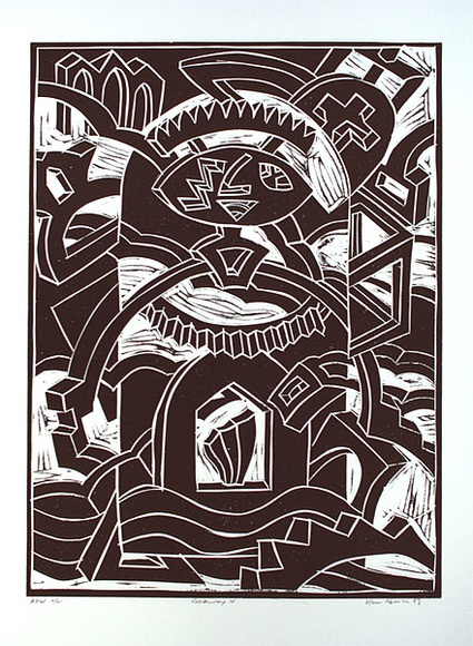 Artist: Komis, Van. | Title: Gateway IV | Date: 1989 | Technique: linocut, printed in black ink, from one block